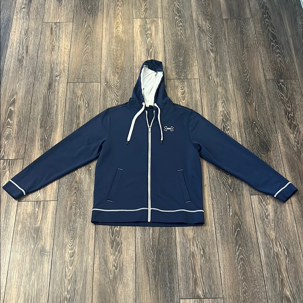 Under Armour Loose Men's Medium Navy Blue Zip Up Hoodie Sweater